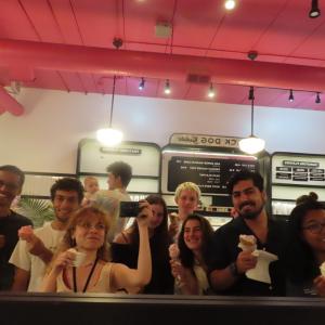Summer 2022 REU interns grabbing gelato together. REU cohorts often form close-knit communities.